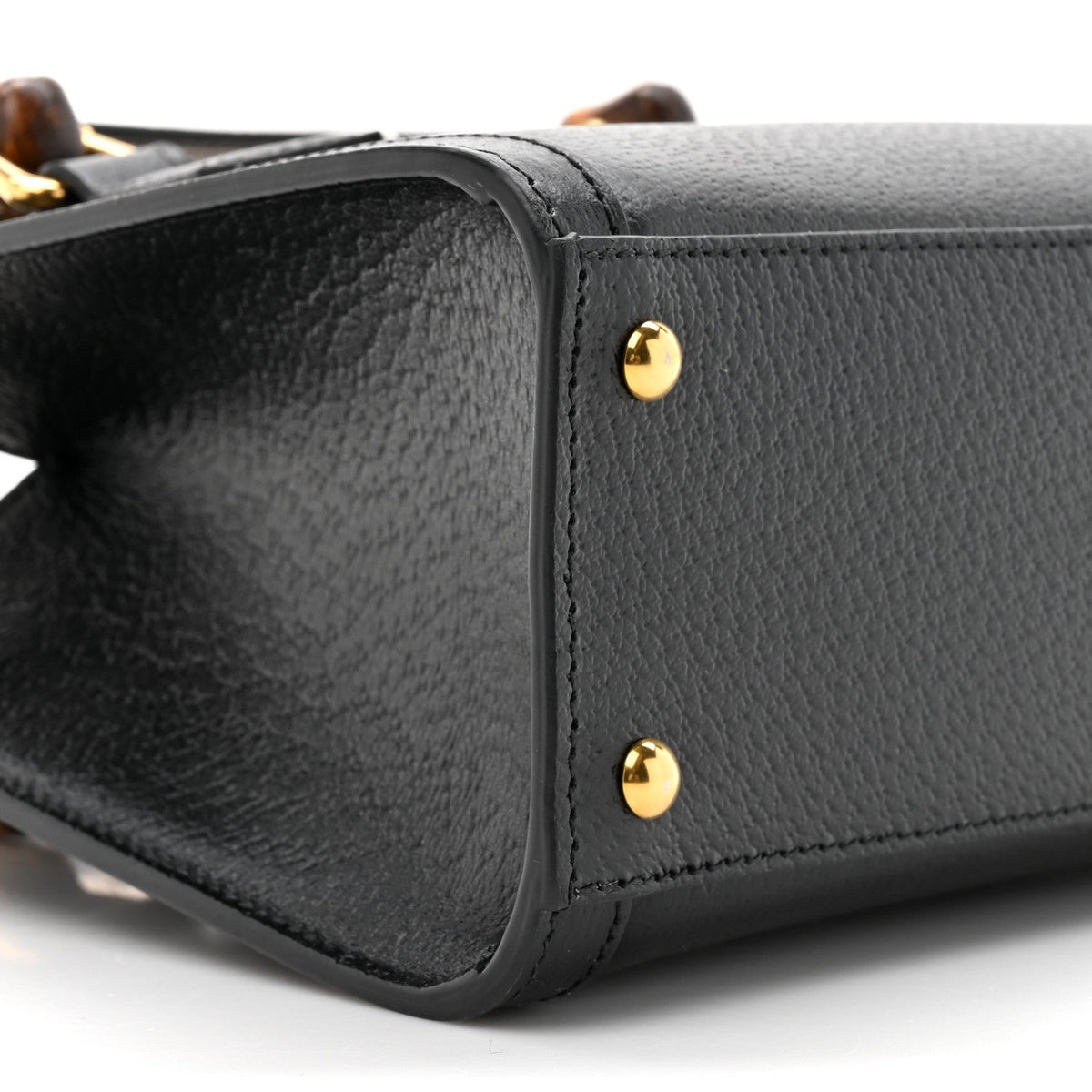Textured Dollar Calfskin Web Mini Diana Tote Bag Black