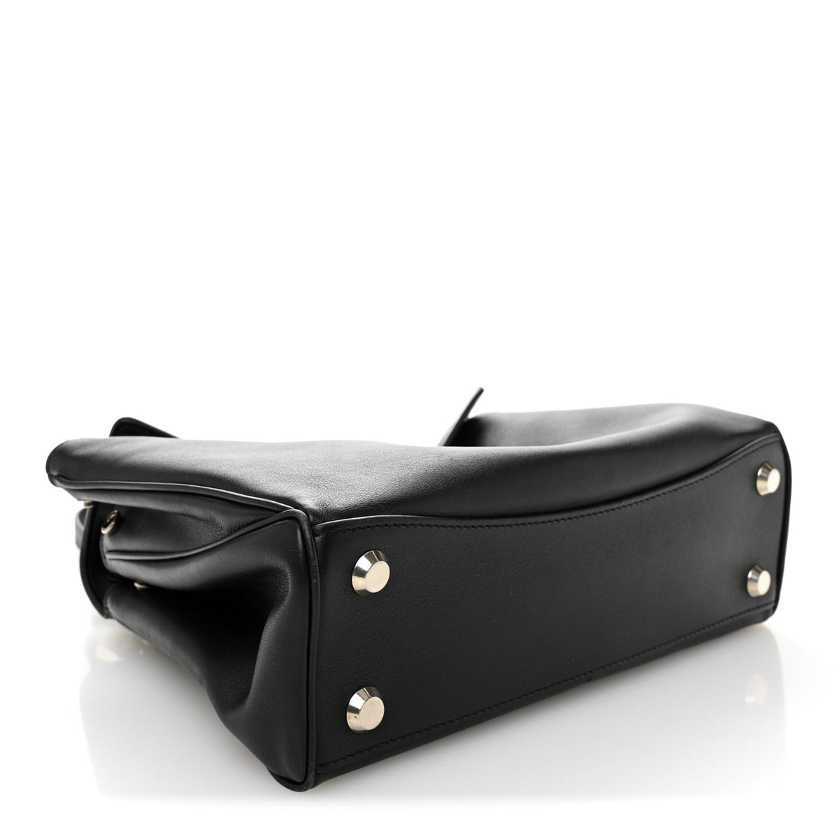 Natural Smooth Calfskin Small Rodeo Top Handle Handbag Black