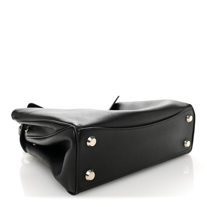 Natural Smooth Calfskin Small Rodeo Top Handle Handbag Black