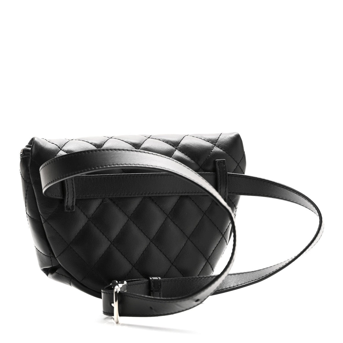 Calfskin Quilted Waist Belt Bag Black