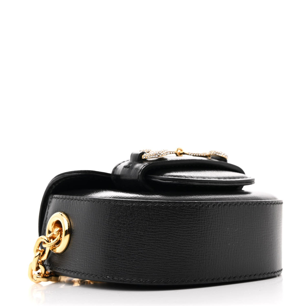 Azalea Calfskin Crystal Horsebit 1955 Belt Bag Black
