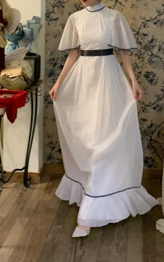 Elegant Prom Dress White Crew Neck Gala Dress Formal Dress Evening Dress  D4576