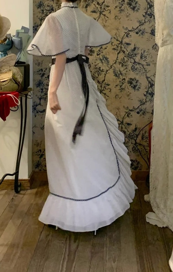 Elegant Prom Dress White Crew Neck Gala Dress Formal Dress Evening Dress  D4576