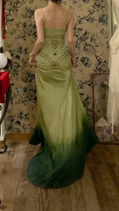 Vintage Prom Dress Ombre Spaghetti Straps Gala Dress Cocktail Dress Evening Dress  D4583