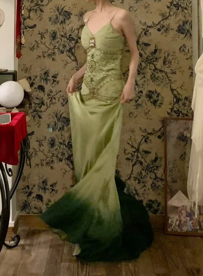Vintage Prom Dress Ombre Spaghetti Straps Gala Dress Cocktail Dress Evening Dress  D4583