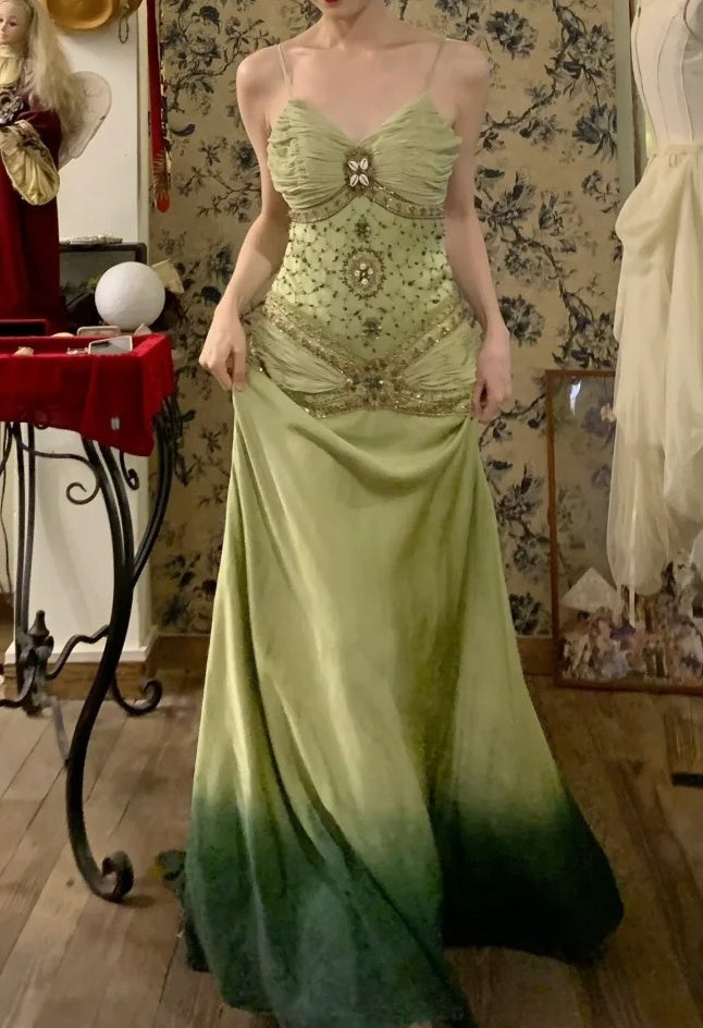 Vintage Prom Dress Ombre Spaghetti Straps Gala Dress Cocktail Dress Evening Dress  D4583