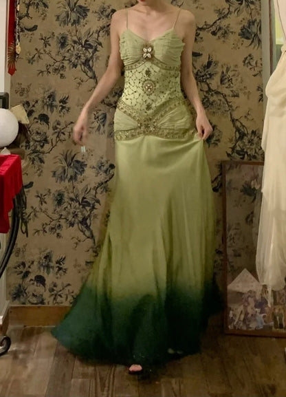 Vintage Prom Dress Ombre Spaghetti Straps Gala Dress Cocktail Dress Evening Dress  D4583
