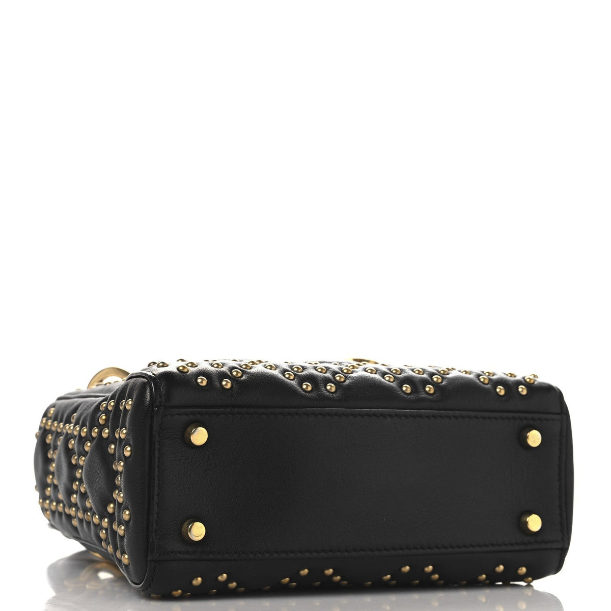 Lambskin Studded Mini Supple Lady Dior Black