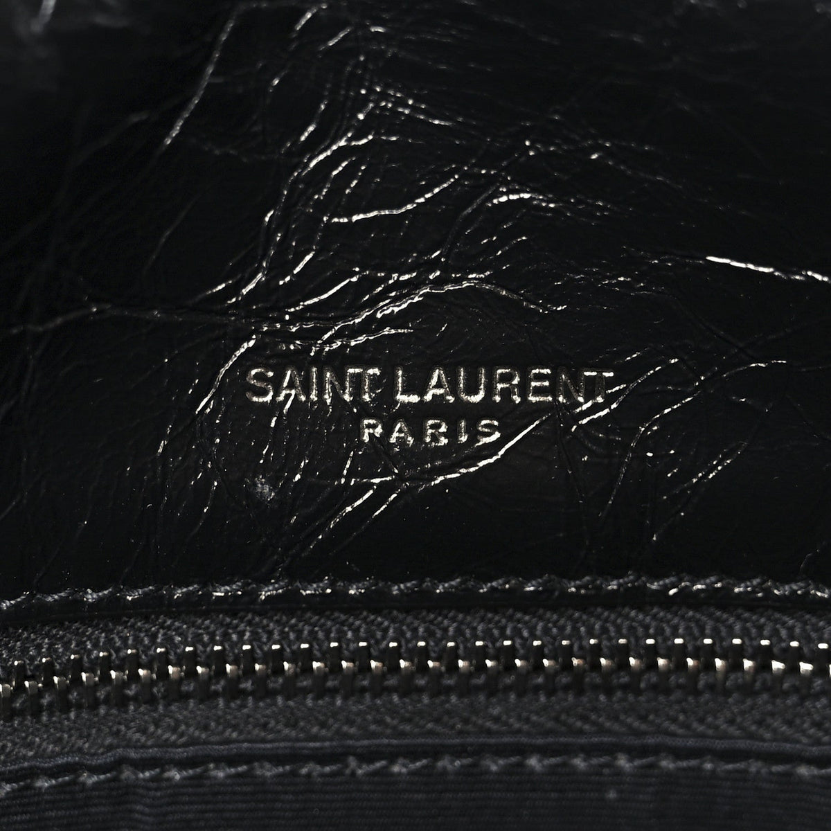 Crinkled Calfskin Matelasse Monogram Large Niki Chain Satchel Black
