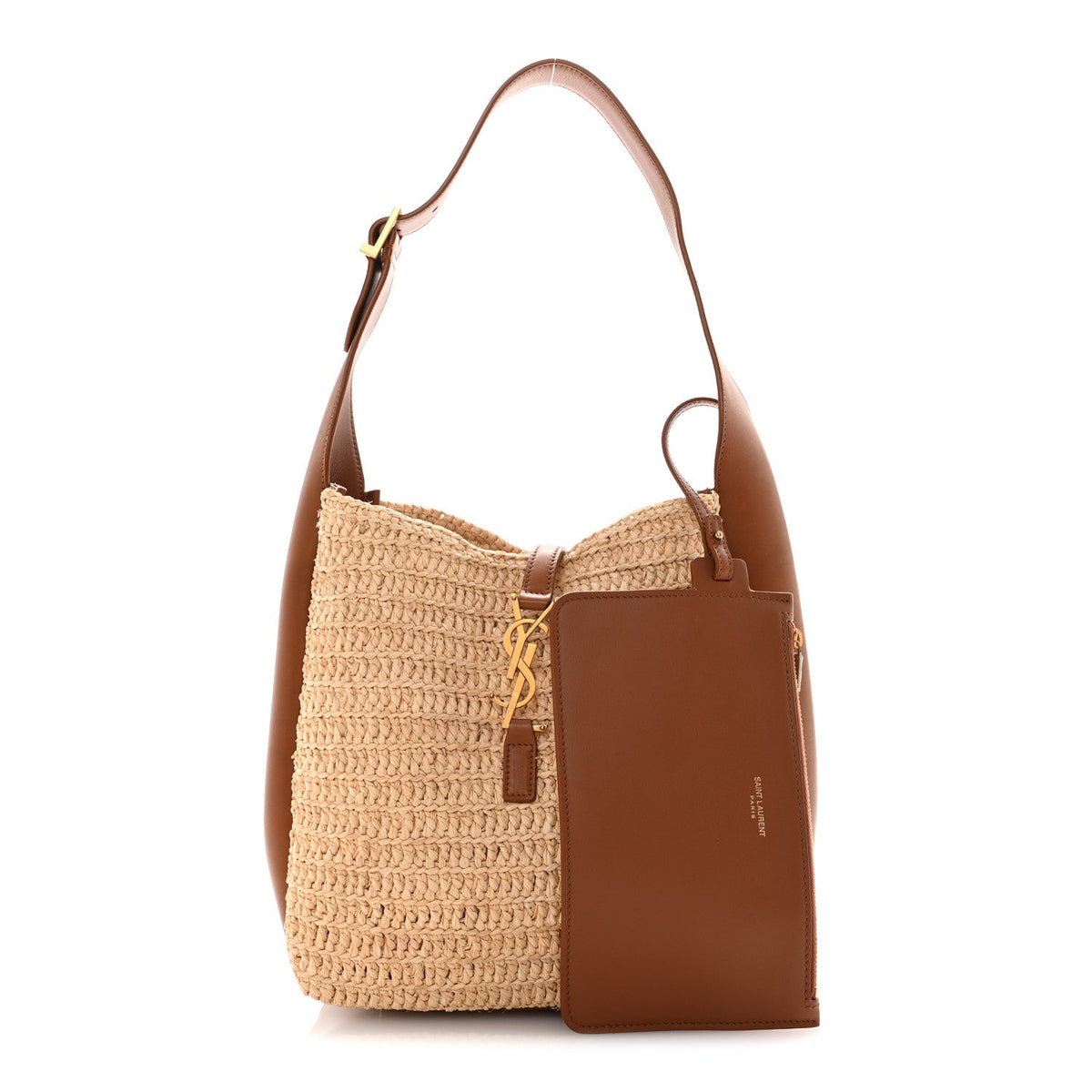 Raffia Calfskin Le 5 A 7 Small Hobo Natural Brick