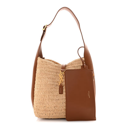 Raffia Calfskin Le 5 A 7 Small Hobo Natural Brick