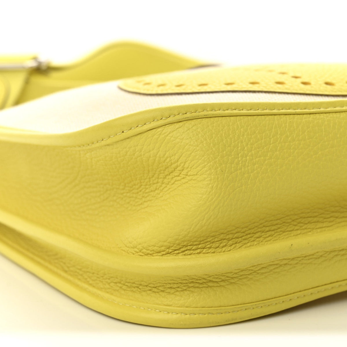 Toile H Taurillon Clemence Evelyne III PM Ecru Citron Lime