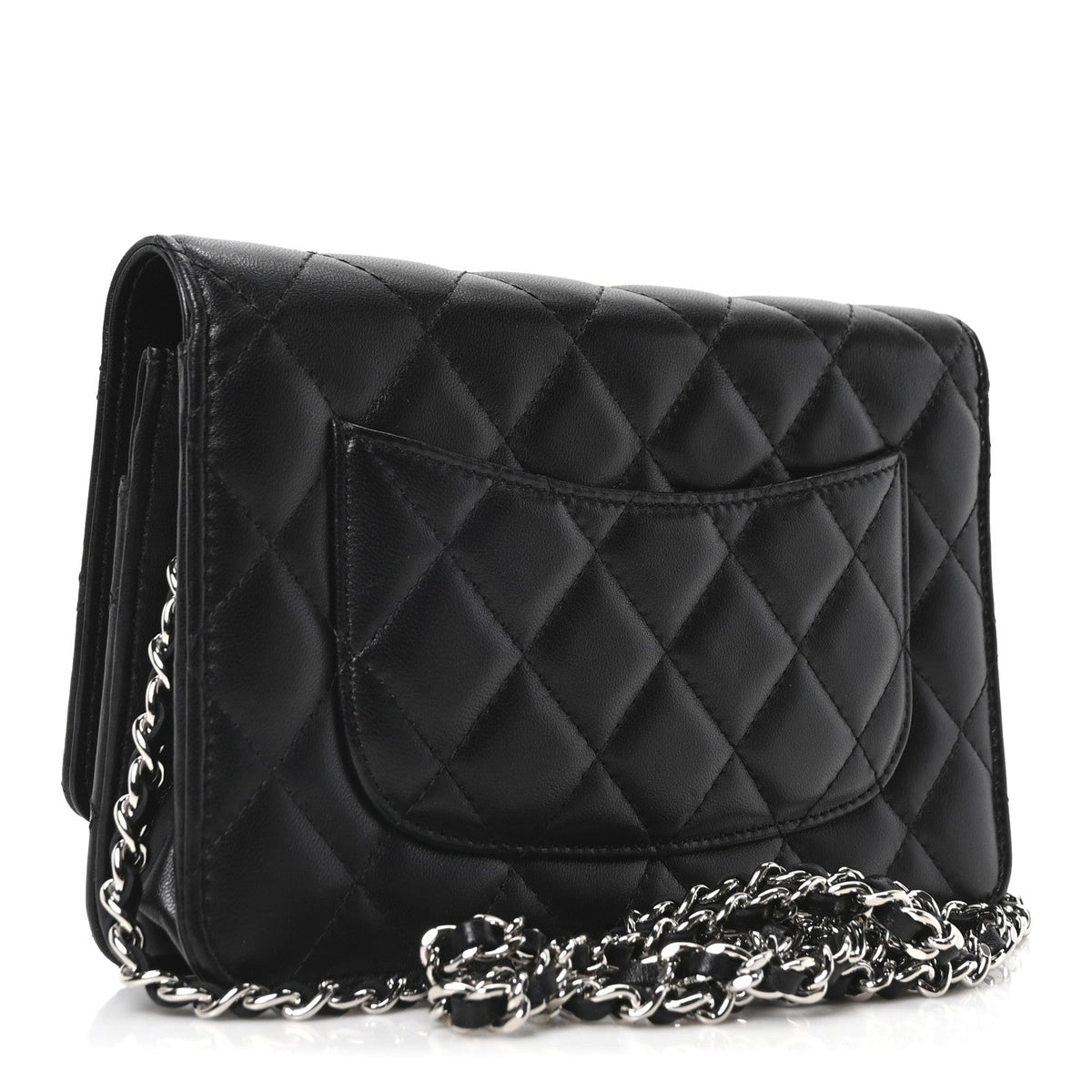 Lambskin Quilted Wallet On Chain WOC Black