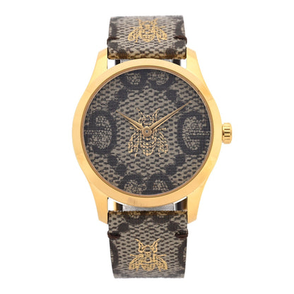 Stainless Steel Canvas 38mm G-Timeless GG Supreme Bee Quartz Watch Brown