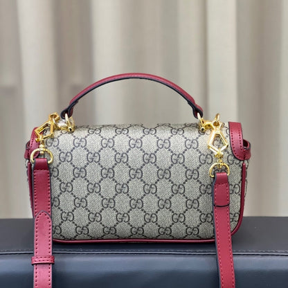 GUCCI HORSEBIT 1955 SOFT SMALL TOP HANDLE BAG ROSSO ANCORA RED 22CM 815206 FAD6M 8759