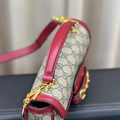 GUCCI HORSEBIT 1955 SOFT SMALL TOP HANDLE BAG ROSSO ANCORA RED 22CM 815206 FAD6M 8759