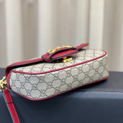 GUCCI HORSEBIT 1955 SOFT SMALL TOP HANDLE BAG ROSSO ANCORA RED 22CM 815206 FAD6M 8759