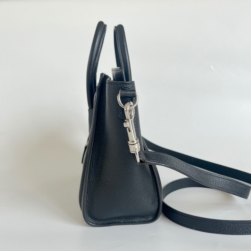 Celine textured black leather nano luggage bag with strap