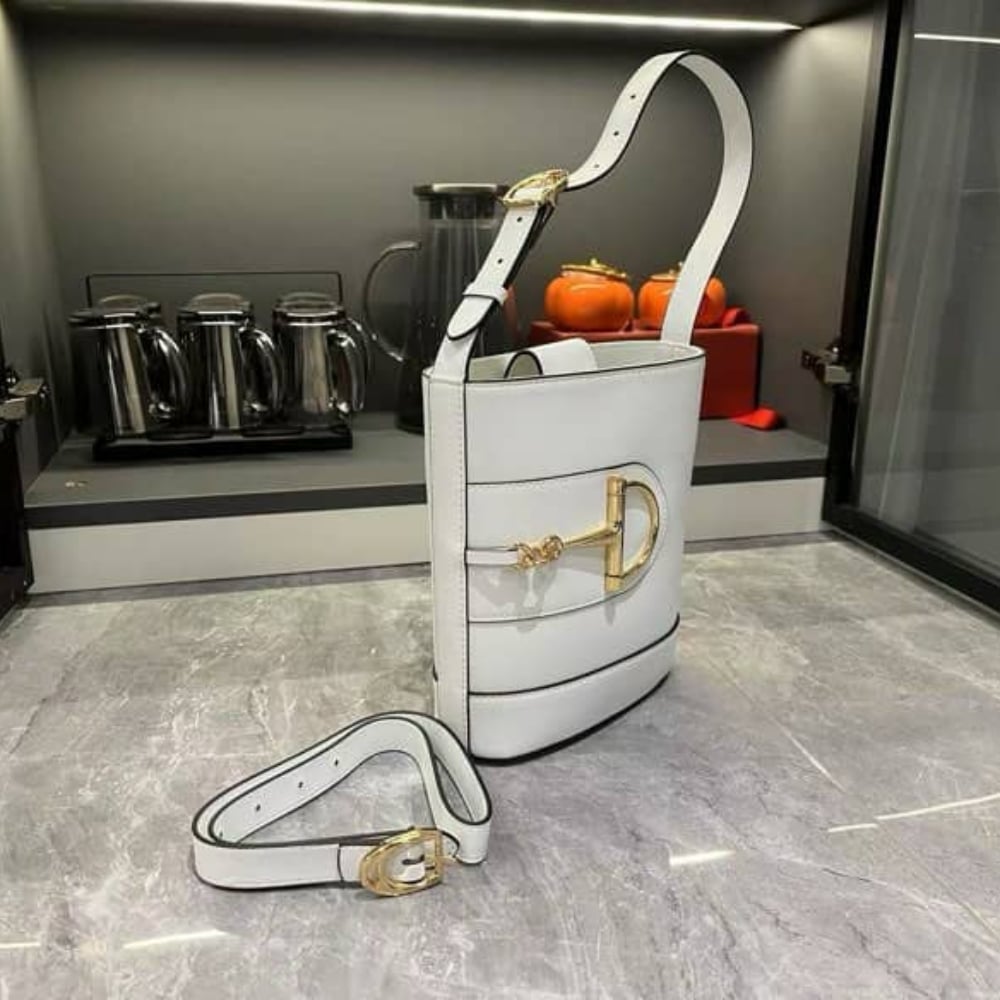 GUCCI 73 SMALL BUCKET BAG ROSSO ANCORA WHITE SMOOTH 20CM 833665 AAEC2 9540