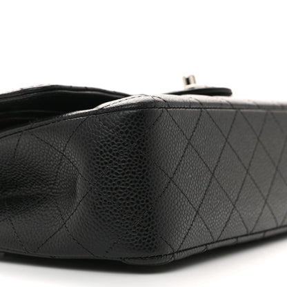 Caviar Quilted Medium Double Flap Black