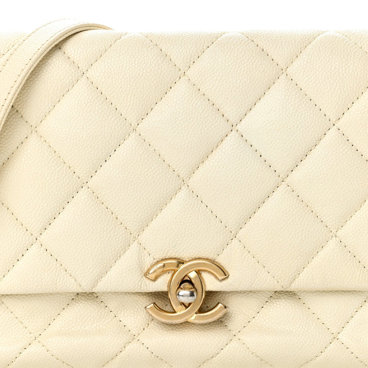 Shiny Caviar Quilted Small Chain Melody Flap White