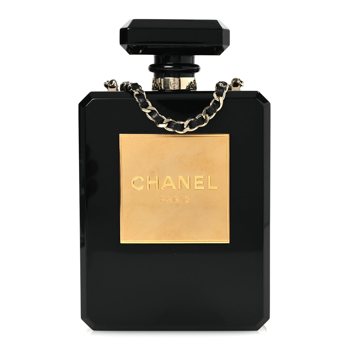 Plexiglass Perfume Bottle Clutch Black