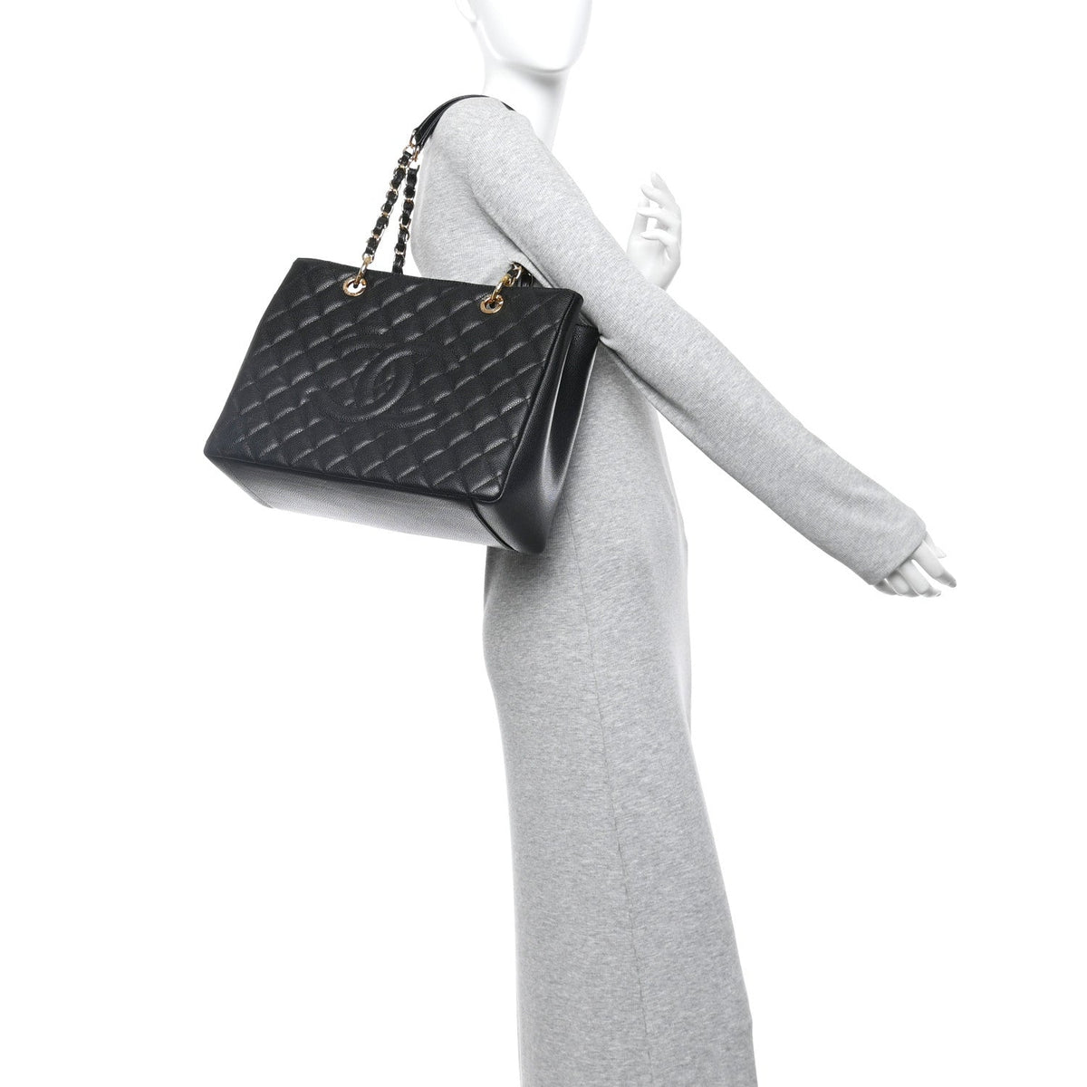 Caviar Quilted Grand Shopping Tote GST Black