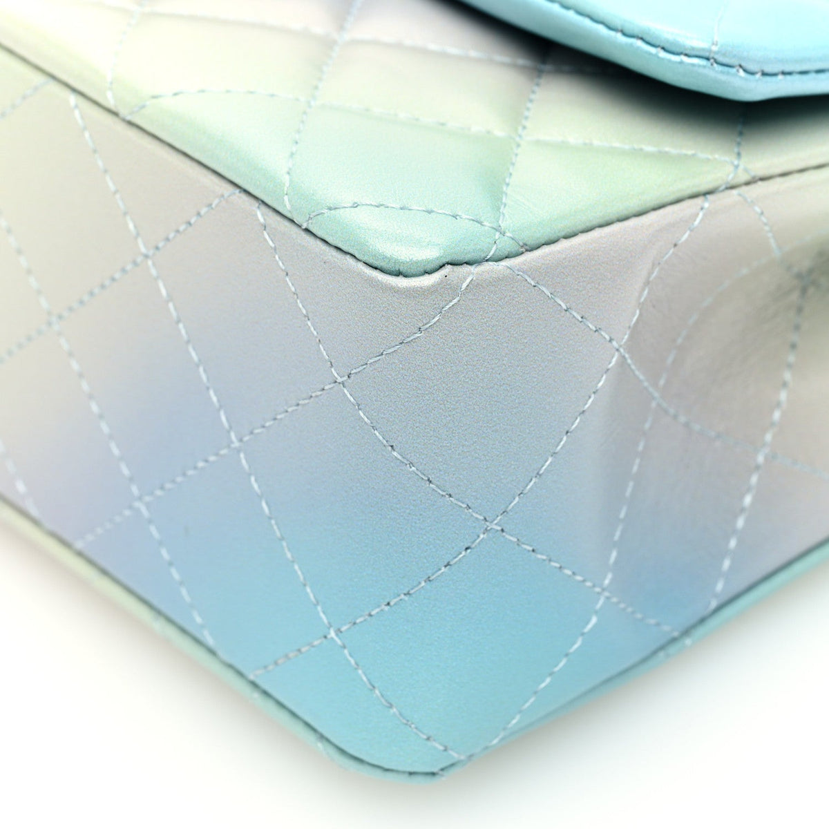 Lambskin Quilted Tie Dye Ombre Mini Rectangular Flap Blue Multicolor