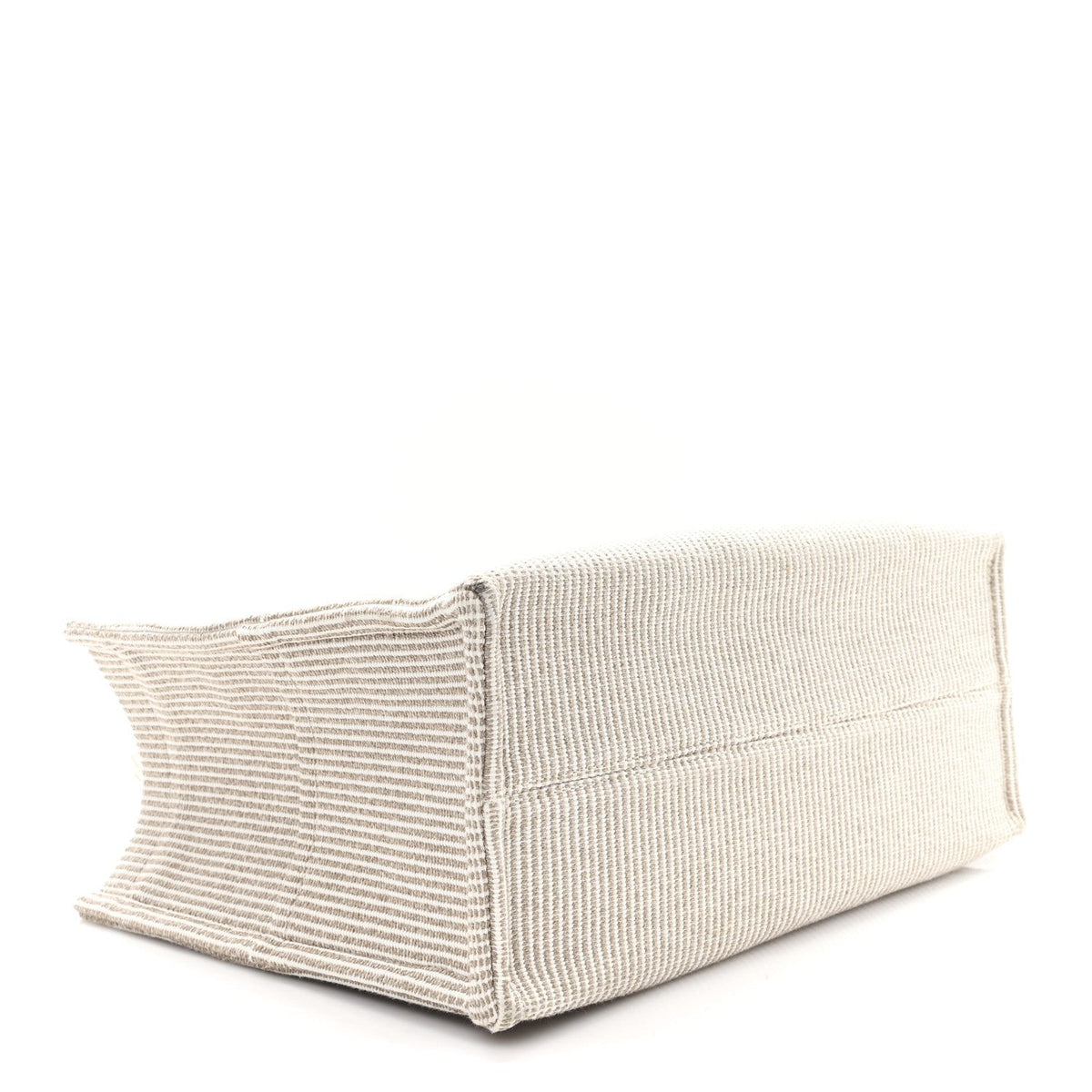 Canvas Calfskin Striped Triomphe Large Cabas Beige
