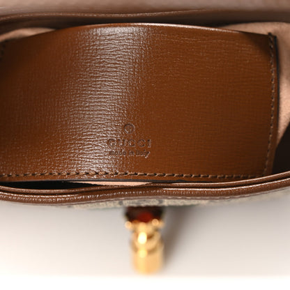 GG Supreme Monogram Azalea Calfskin Web Mini Jackie 1961 Hobo Beige Ebony Brown Sugar