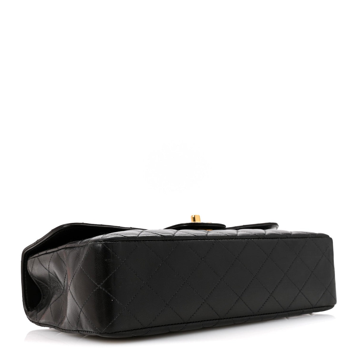 Lambskin Quilted Medium Rectangular Kelly Flap Bag Black