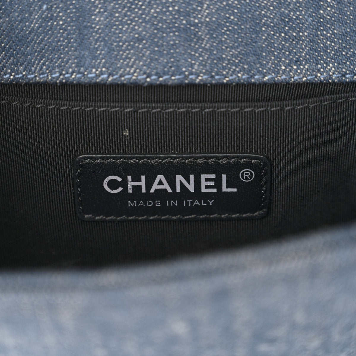 Denim Embossed Small Boy Flap Blue