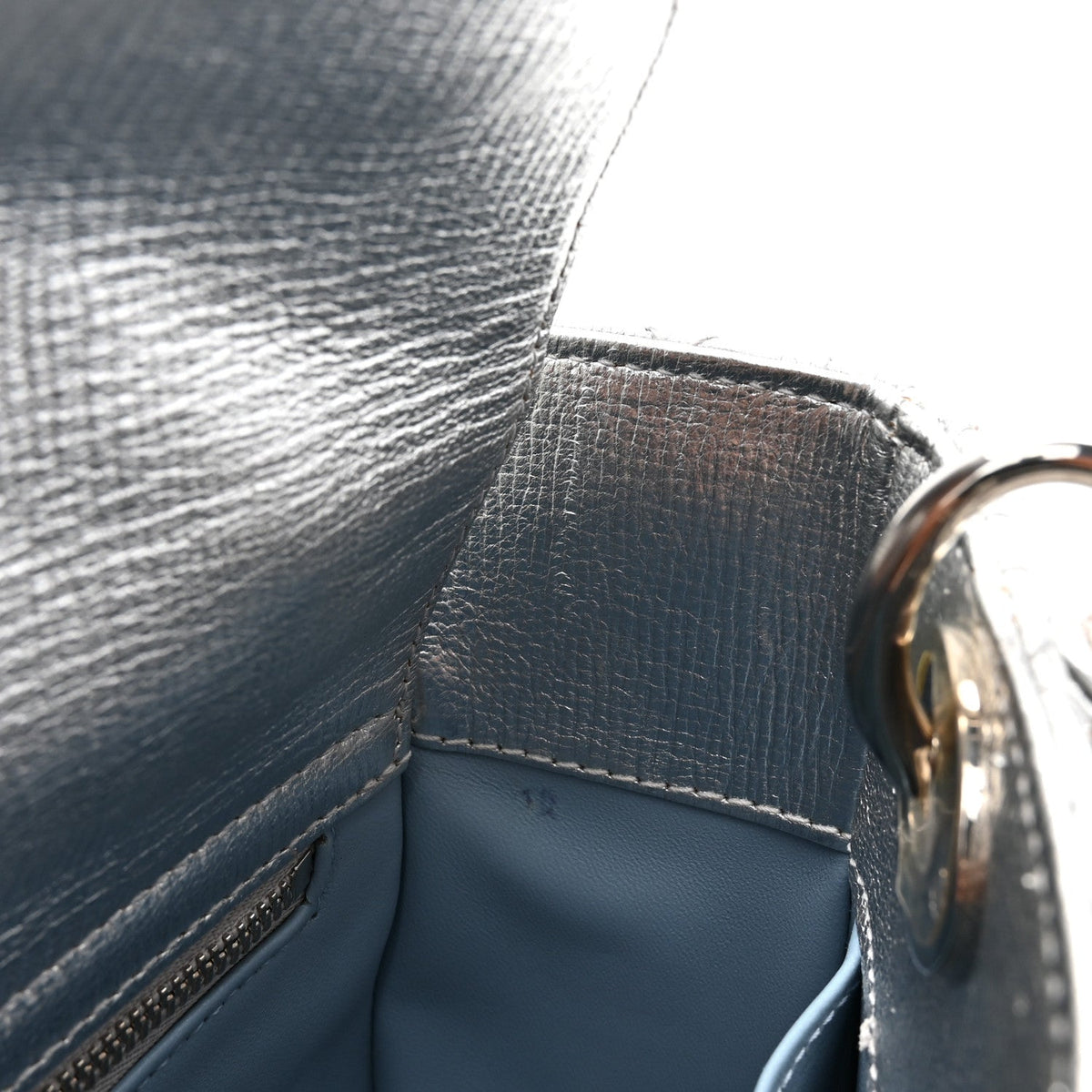 Metallic Grained Calfskin Cannage Small Lucky Badges My Lady Dior Silver