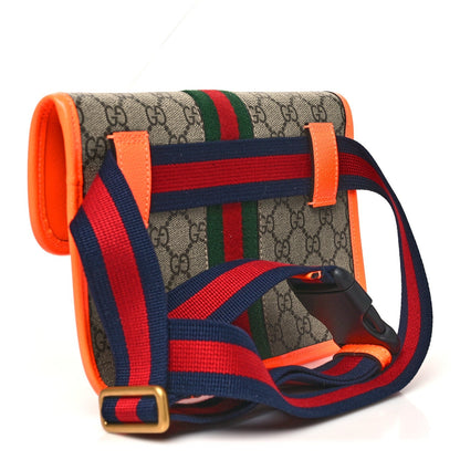 GG Supreme Monogram Web Small Ophidia Belt Bag Beige Ebony Orange Fluo
