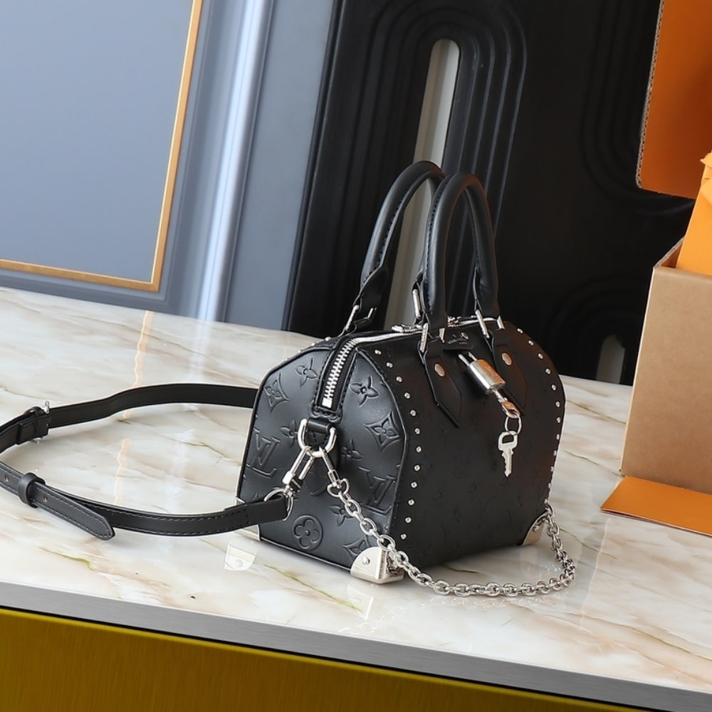 LOUIS VUITTON SPEEDY 20 TRUNK BAG BLACK 20CM M14575