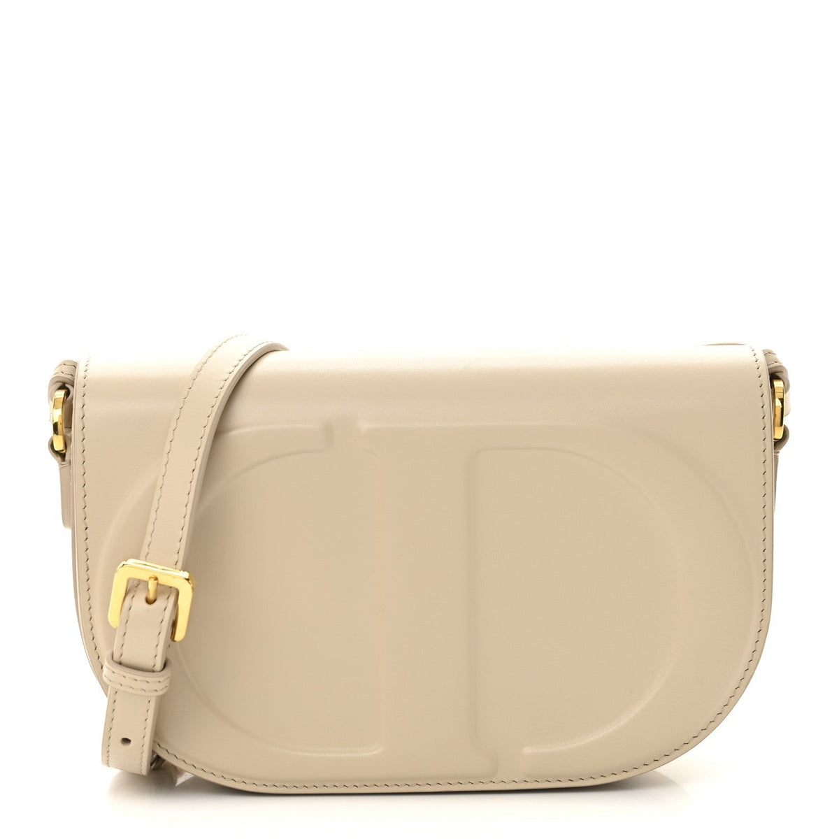 Calfskin CD Signature Flap Crossbody Caramel Beige