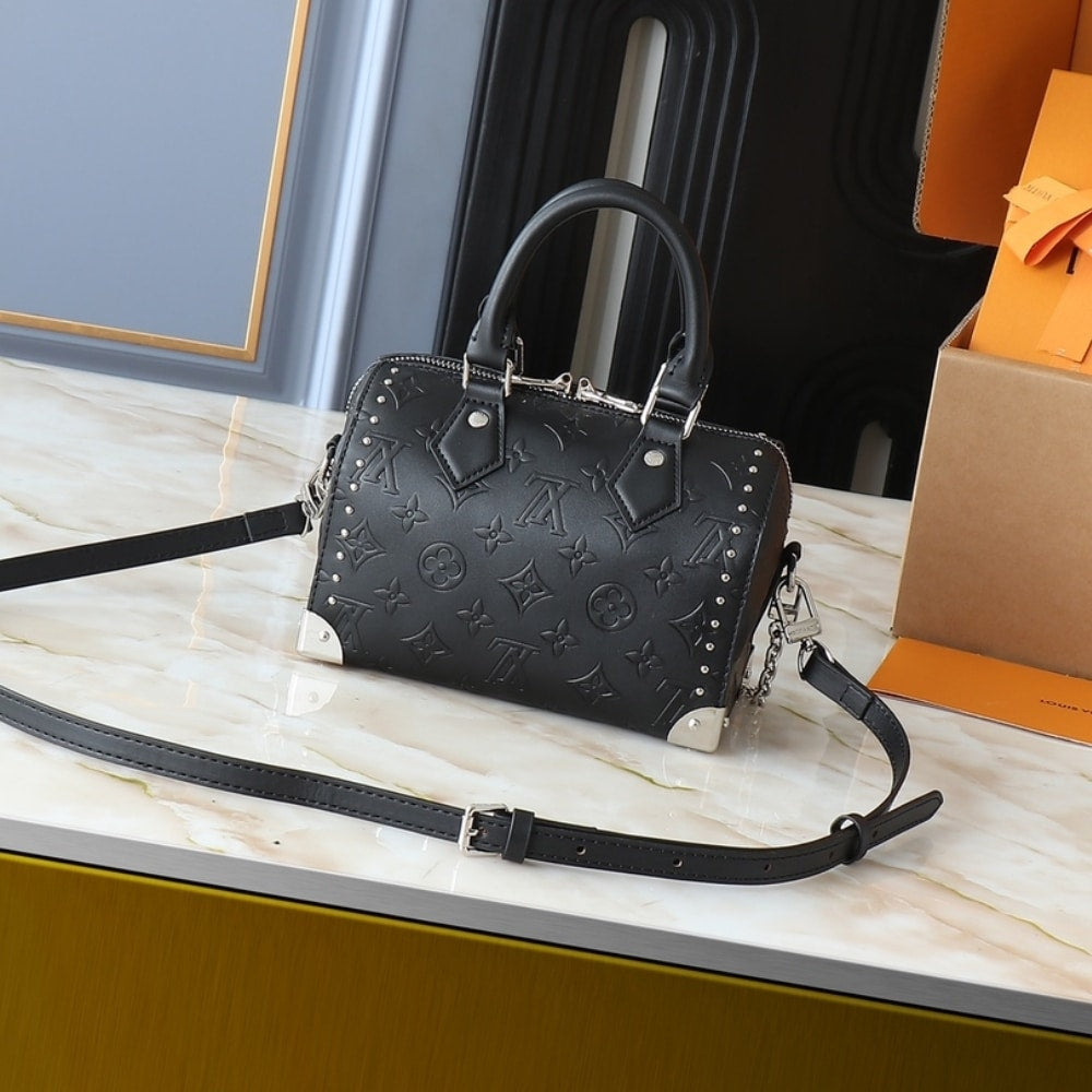 LOUIS VUITTON SPEEDY 20 TRUNK BAG BLACK 20CM M14575