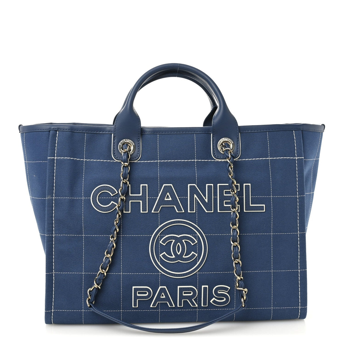 Cotton Medium Deauville Tote Blue White