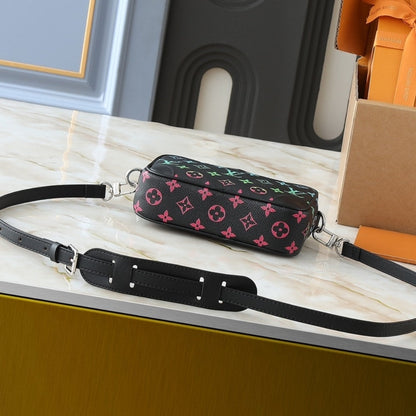 LOUIS VUITTON TROCADERO WEARABLE WALLET GRADIENT MONOGRAM BLACK 20CM