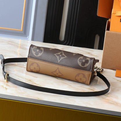 LOUIS VUITTON ONTHEGO EAST WEST CHAIN MONOGRAM REVERSE BROWN 25CM M14236