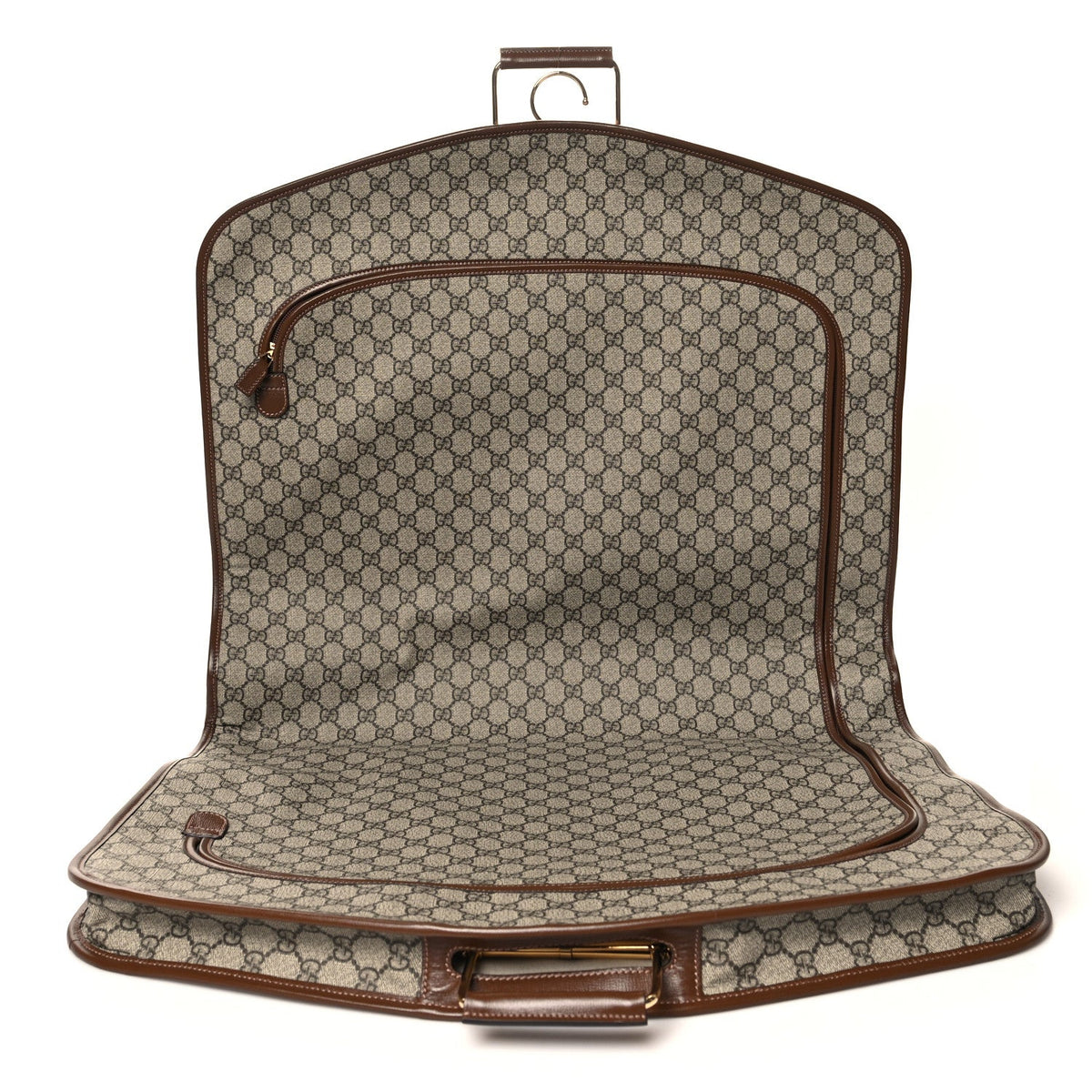 GG Supreme Monogram Azalea Calfskin Retro Interlocking G Hanger Garment Bag Beige Ebony Brown Sugar