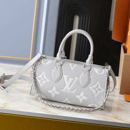 LOUIS VUITTON ONTHEGO EAST WEST BICOLOR MONOGRAM EMPREINTE LEATHER GREY 25CM M14213