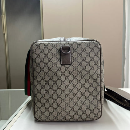 GUCCI LARGE DUFFLE BAG WITH WEB BEIGE EBONY 43CM