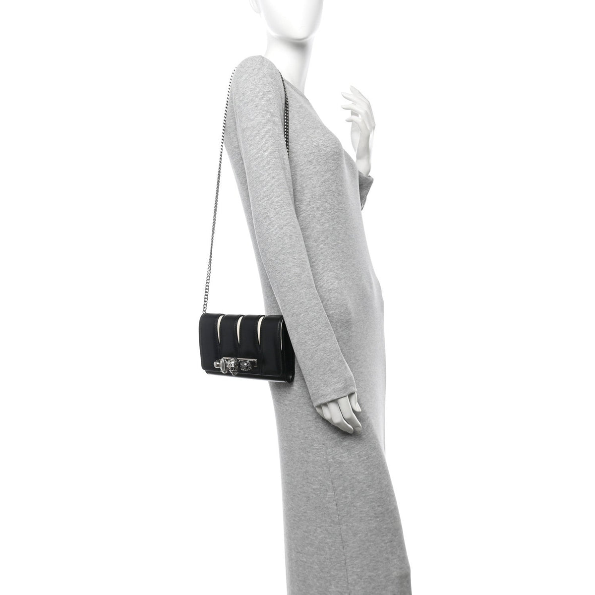 Calfskin Small Slash Bag Black White