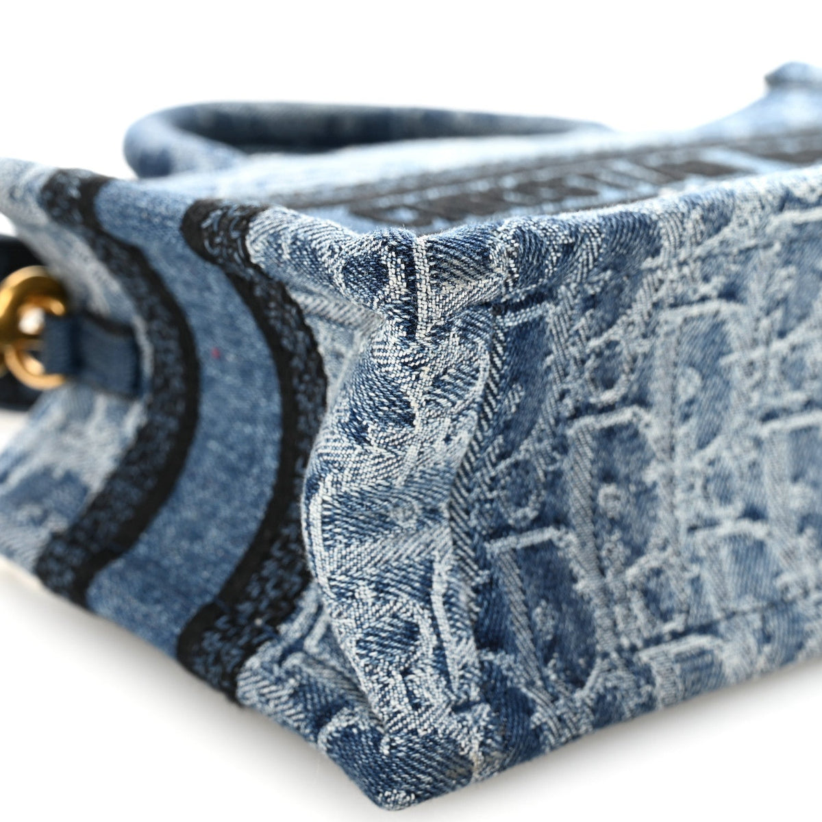 Denim Oblique Mini Book Tote With Strap Blue