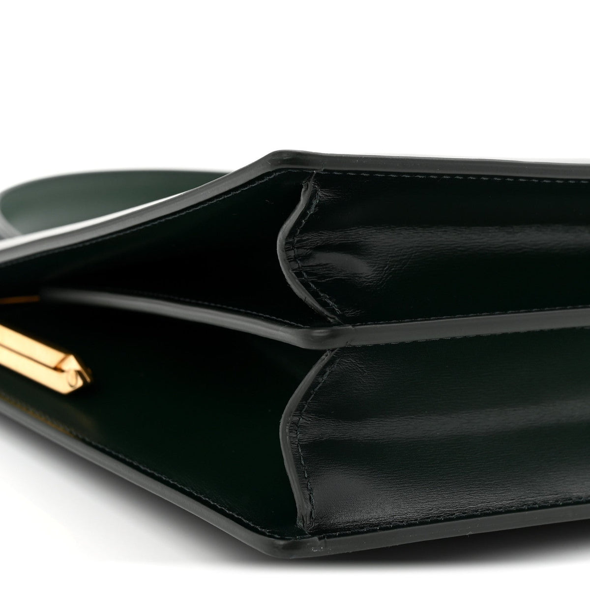 Patina Box Calfskin Medium Clasp Bag Dark Green