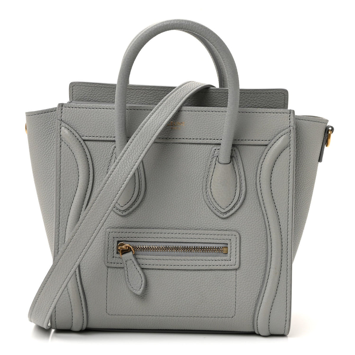 Drummed Calfskin Nano Luggage Pearl Blue