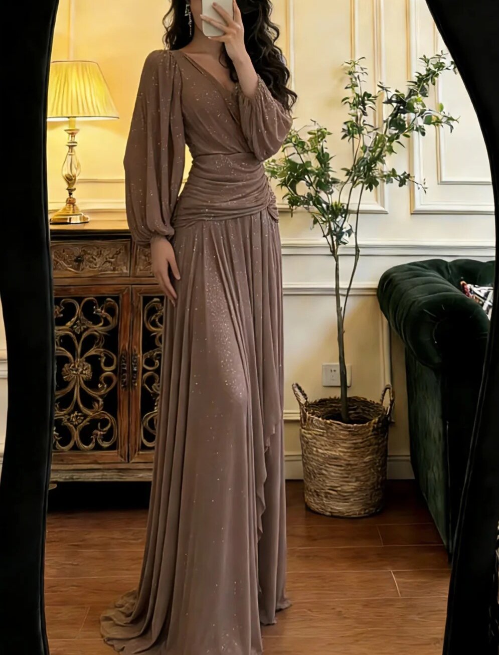 Elegant Prom Dress V-neck Pleated Gala Dress Formal Dress Evening Dress  D4602