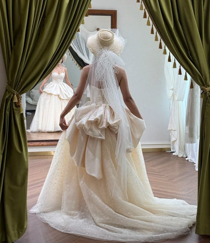 Elegant Wedding Dress Sweetheart Pleated Tulle Wedding Dress   D4606