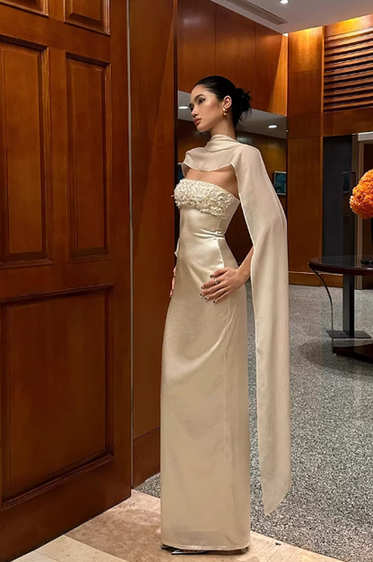 Minimalist Prom Dress Strapless Gala Dress Long Evening Dress Formal Dress   D4626